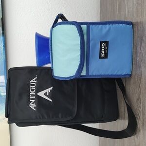 Lot 2 Igloo & IAntigua Insulated Bottle / Lunch Bag Tall Black Adjustable Strap